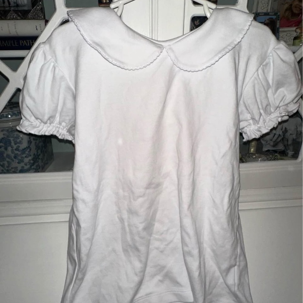 Stitchy Fish White Puff Sleeve Pima top size 7 EUC like new
